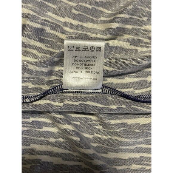 Pure Collection Wrap Midi Dress Women’s Size 4 Blue Silk Short Sleeve V-Neck - Picture 6 of 6